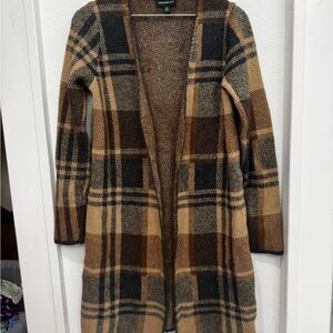 Elegant Plaid Open Front Cardigan
